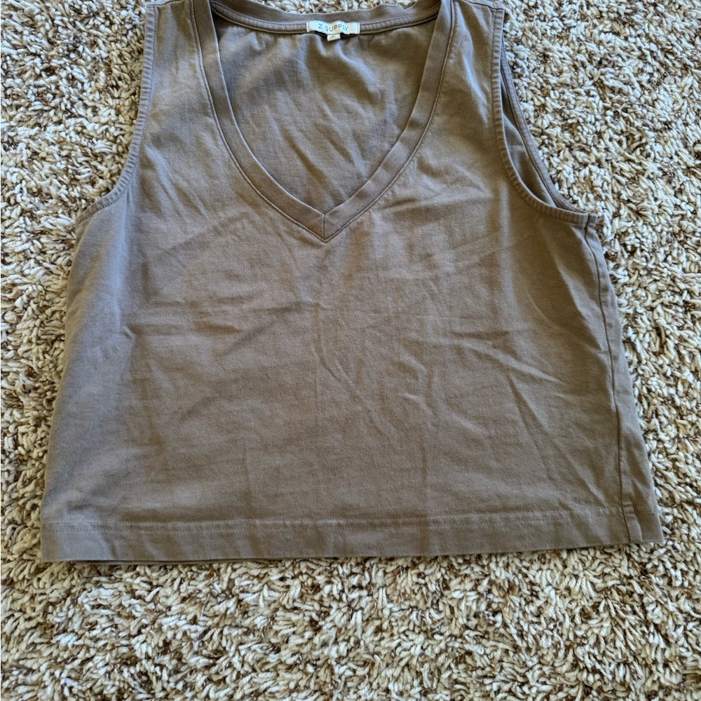 Z Supply Tan V-Neck Tank Top